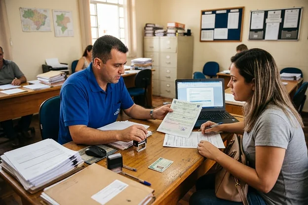 Despachante auxiliando no processo de renovação da CNH em Sabará.